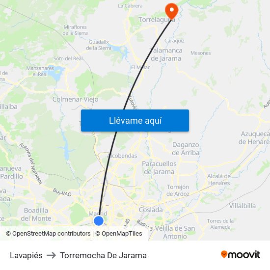 Lavapiés to Torremocha De Jarama map