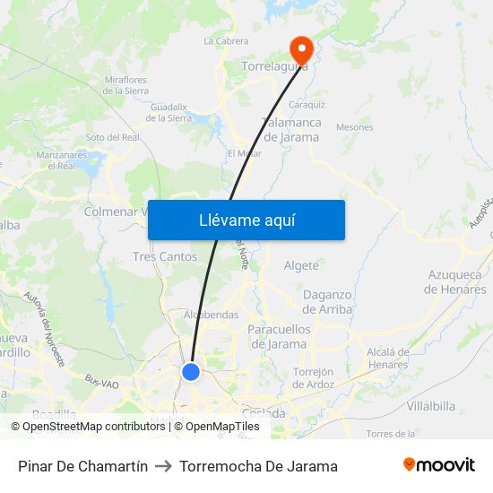 Pinar De Chamartín to Torremocha De Jarama map