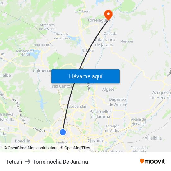 Tetuán to Torremocha De Jarama map