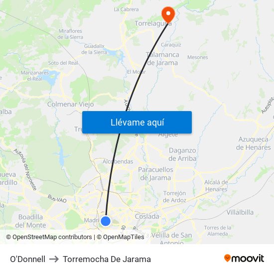O'Donnell to Torremocha De Jarama map