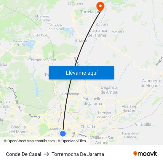 Conde De Casal to Torremocha De Jarama map