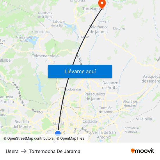 Usera to Torremocha De Jarama map