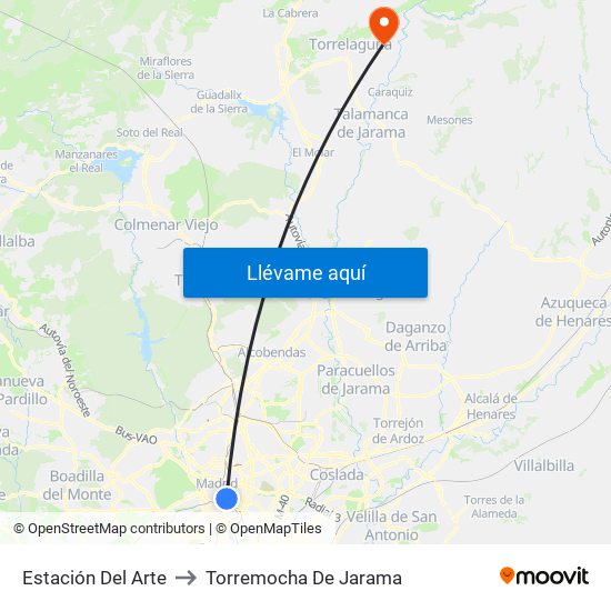 Estación Del Arte to Torremocha De Jarama map