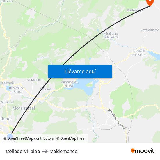 Collado Villalba to Valdemanco map