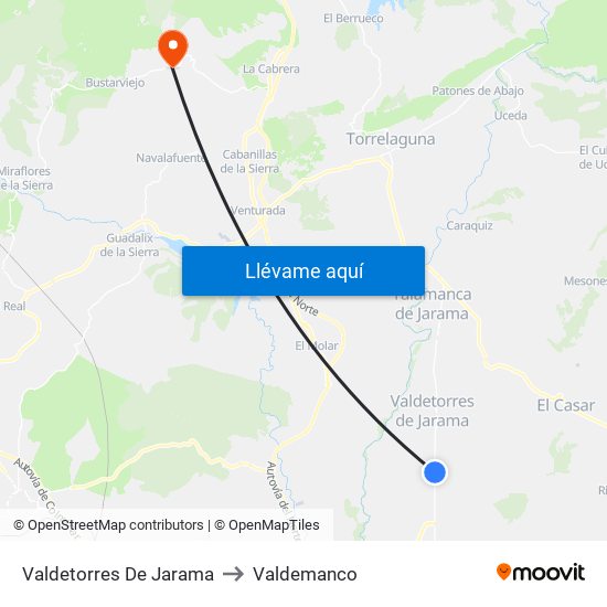 Valdetorres De Jarama to Valdemanco map