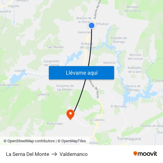 La Serna Del Monte to Valdemanco map