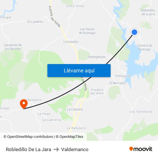 Robledillo De La Jara to Valdemanco map