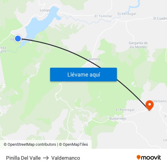 Pinilla Del Valle to Valdemanco map