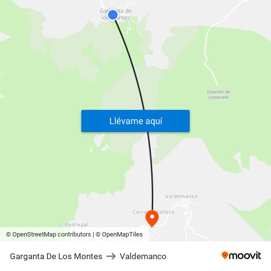 Garganta De Los Montes to Valdemanco map