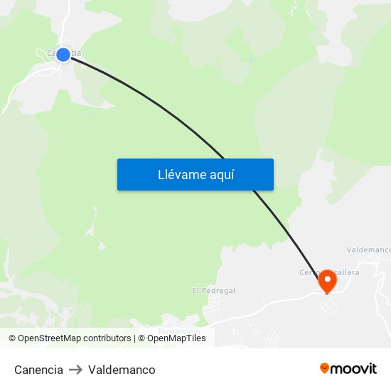 Canencia to Valdemanco map