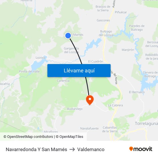 Navarredonda Y San Mamés to Valdemanco map