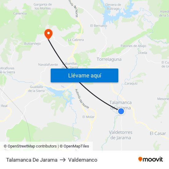 Talamanca De Jarama to Valdemanco map