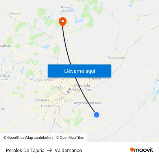 Perales De Tajuña to Valdemanco map