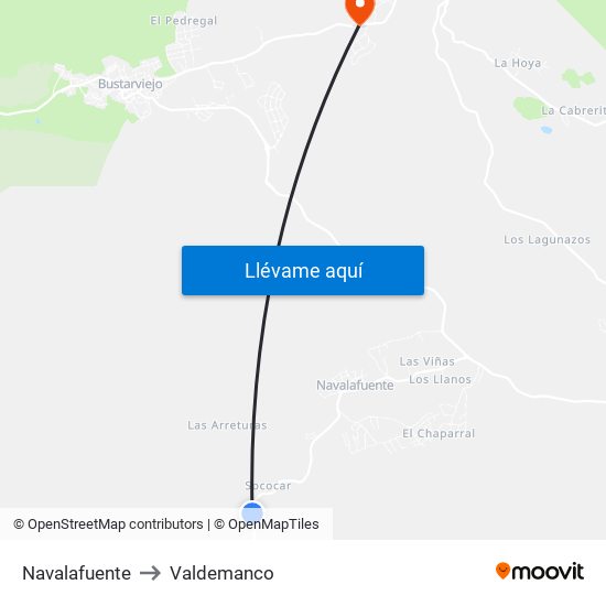Navalafuente to Valdemanco map