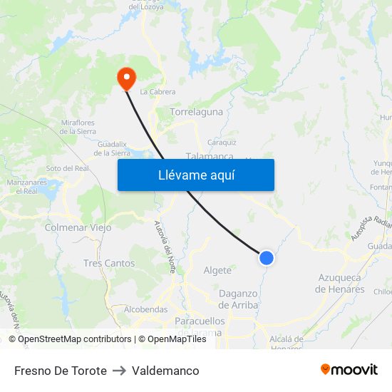 Fresno De Torote to Valdemanco map