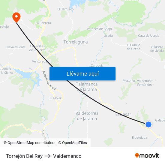 Torrejón Del Rey to Valdemanco map