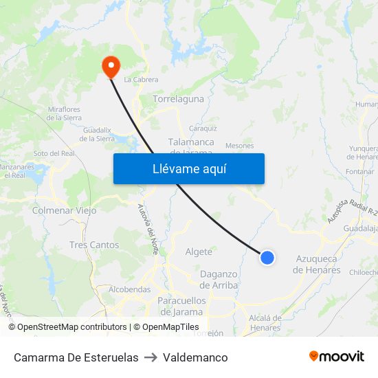 Camarma De Esteruelas to Valdemanco map