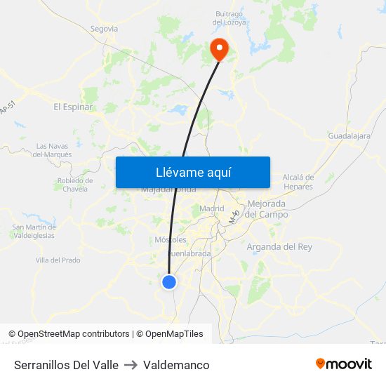 Serranillos Del Valle to Valdemanco map