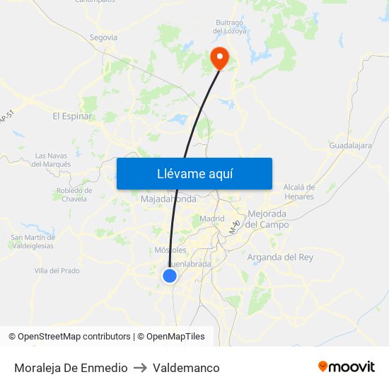 Moraleja De Enmedio to Valdemanco map