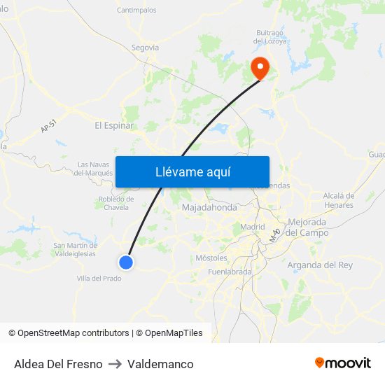 Aldea Del Fresno to Valdemanco map