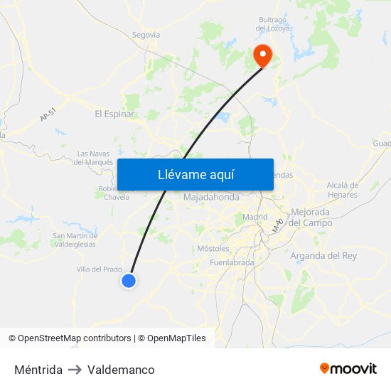 Méntrida to Valdemanco map