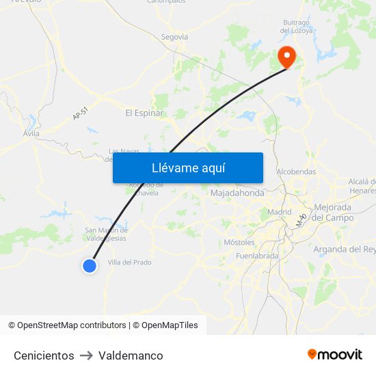 Cenicientos to Valdemanco map