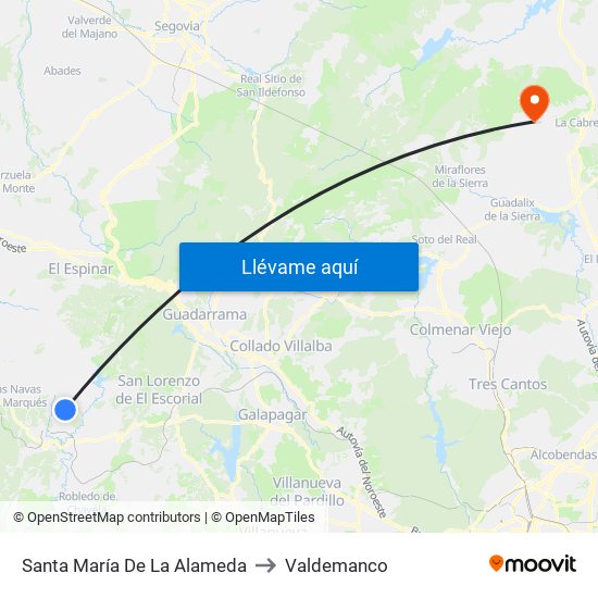 Santa María De La Alameda to Valdemanco map