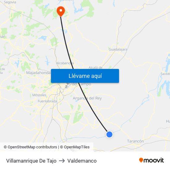 Villamanrique De Tajo to Valdemanco map