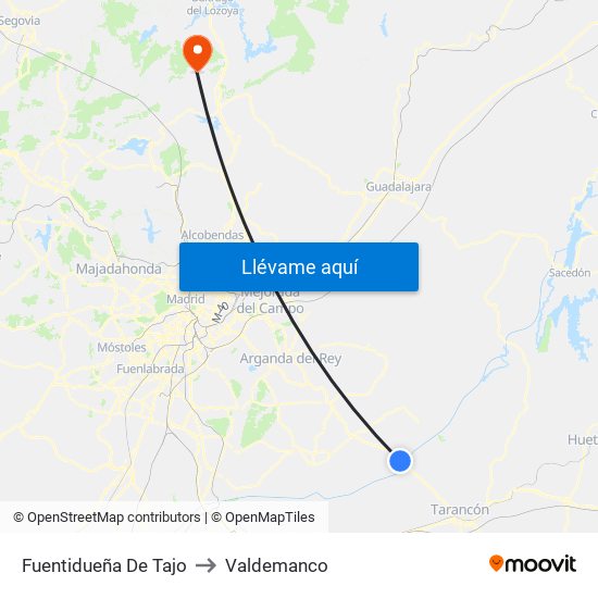 Fuentidueña De Tajo to Valdemanco map