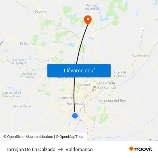 Torrejón De La Calzada to Valdemanco map