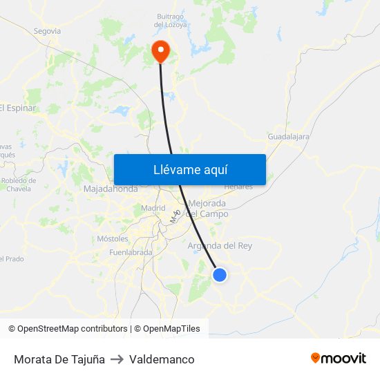 Morata De Tajuña to Valdemanco map
