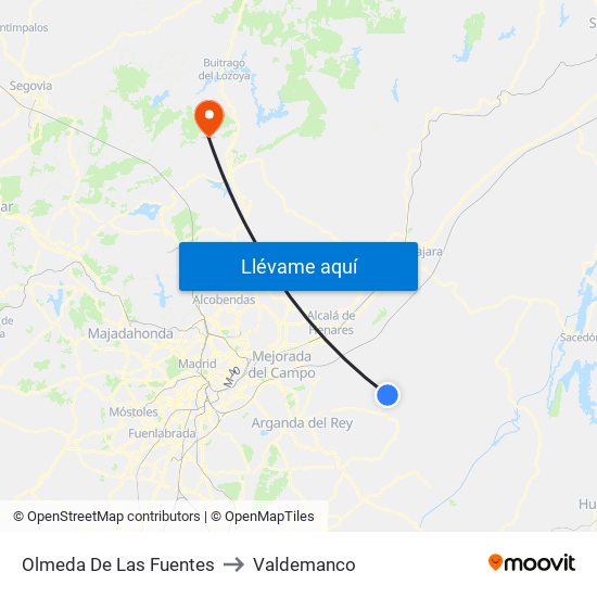 Olmeda De Las Fuentes to Valdemanco map