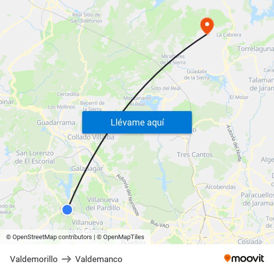 Valdemorillo to Valdemanco map