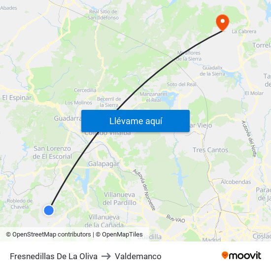 Fresnedillas De La Oliva to Valdemanco map