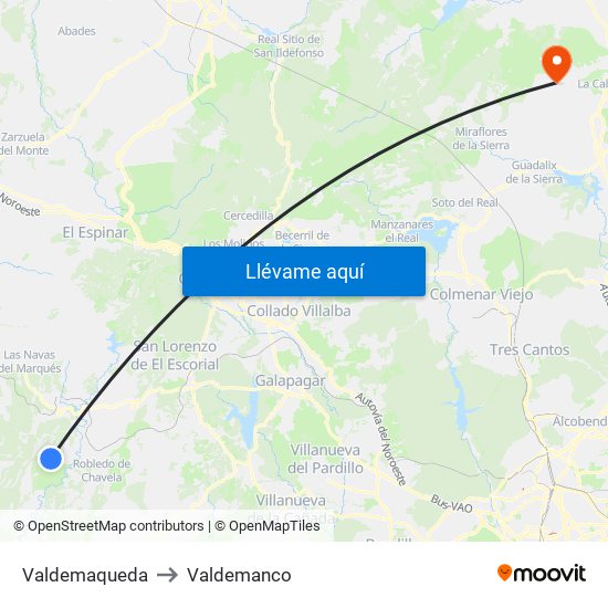 Valdemaqueda to Valdemanco map