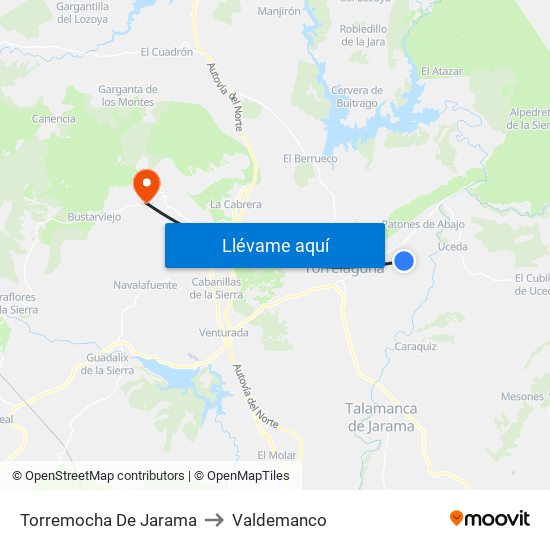 Torremocha De Jarama to Valdemanco map