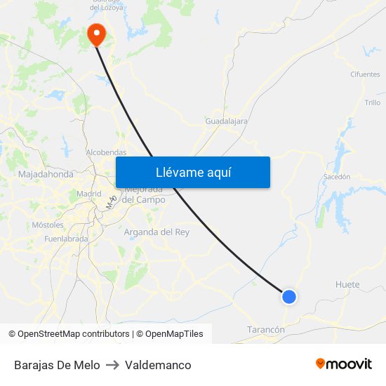 Barajas De Melo to Valdemanco map