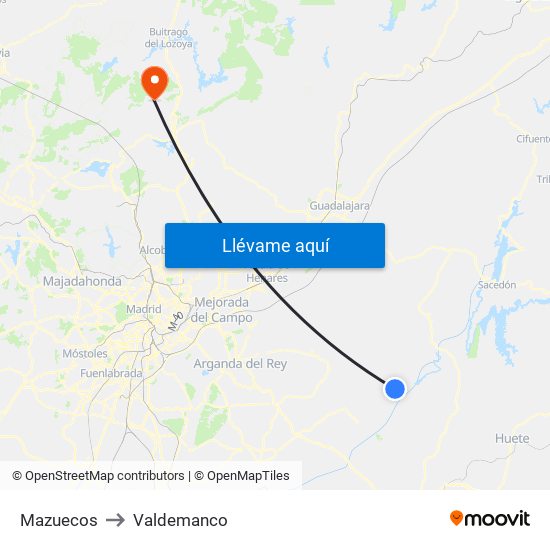 Mazuecos to Valdemanco map