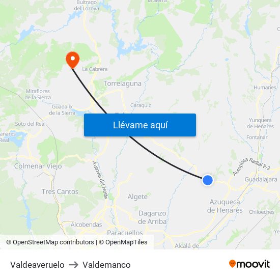 Valdeaveruelo to Valdemanco map