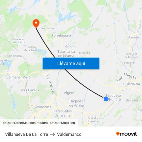Villanueva De La Torre to Valdemanco map