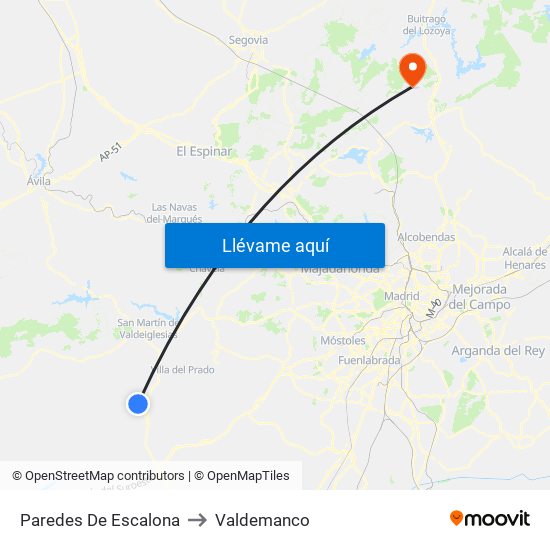 Paredes De Escalona to Valdemanco map