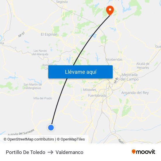 Portillo De Toledo to Valdemanco map