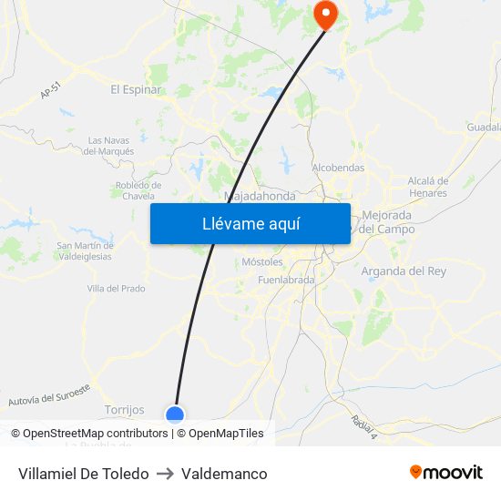 Villamiel De Toledo to Valdemanco map