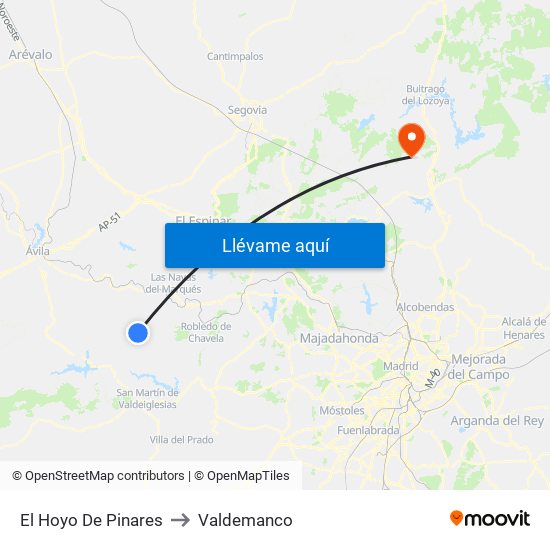El Hoyo De Pinares to Valdemanco map
