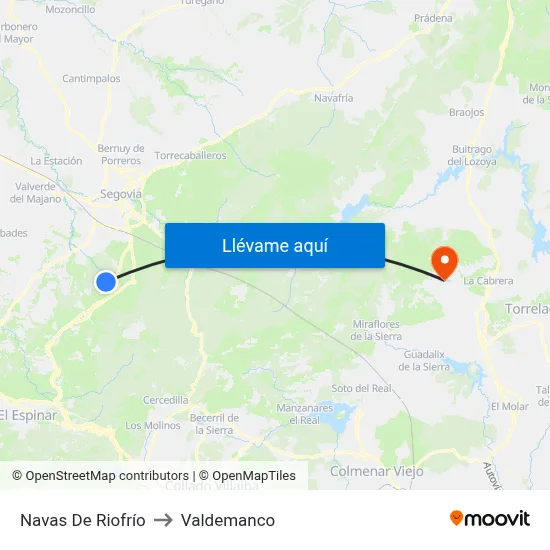 Navas De Riofrío to Valdemanco map