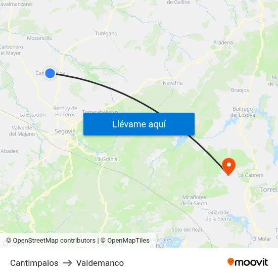 Cantimpalos to Valdemanco map