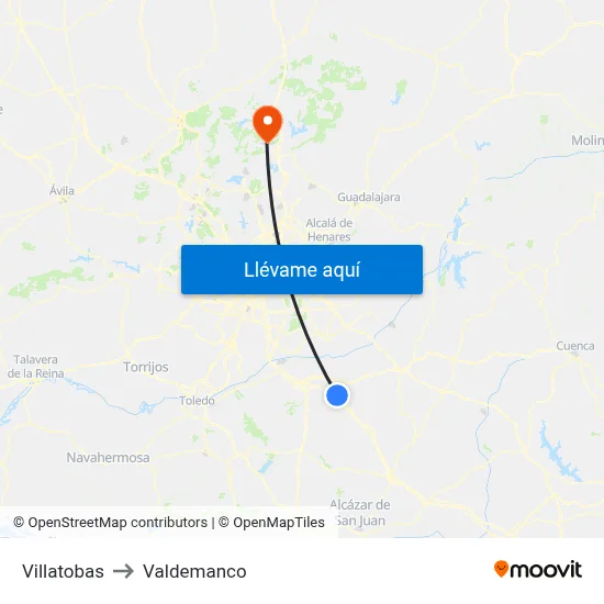 Villatobas to Valdemanco map