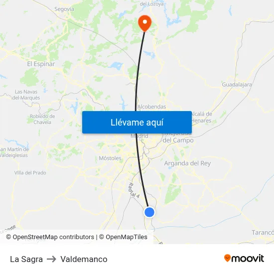La Sagra to Valdemanco map