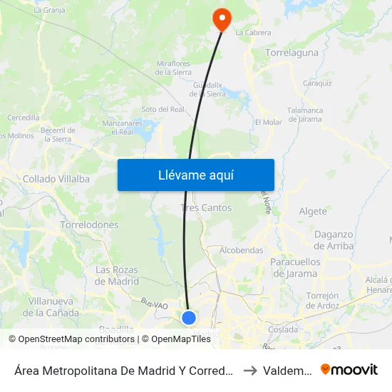 Área Metropolitana De Madrid Y Corredor Del Henares to Valdemanco map