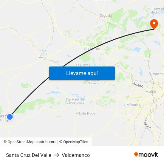 Santa Cruz Del Valle to Valdemanco map
